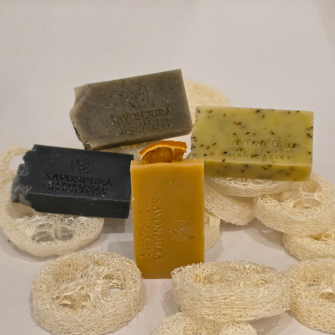 KENNENLERN-SET "frisch &amp; fruchtig" I 4 x 30 g I 1 x Luffascheibe